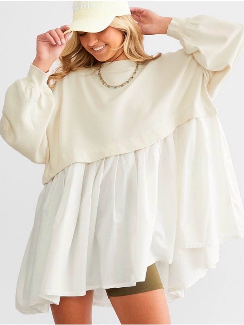Free People Eleanor Sweatshirt Tunic Dress in Cream